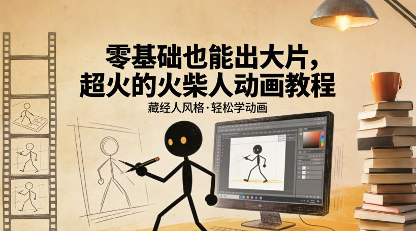 零基础也能出大片，超火的火柴人动画教程(藏经人风格)-得优社