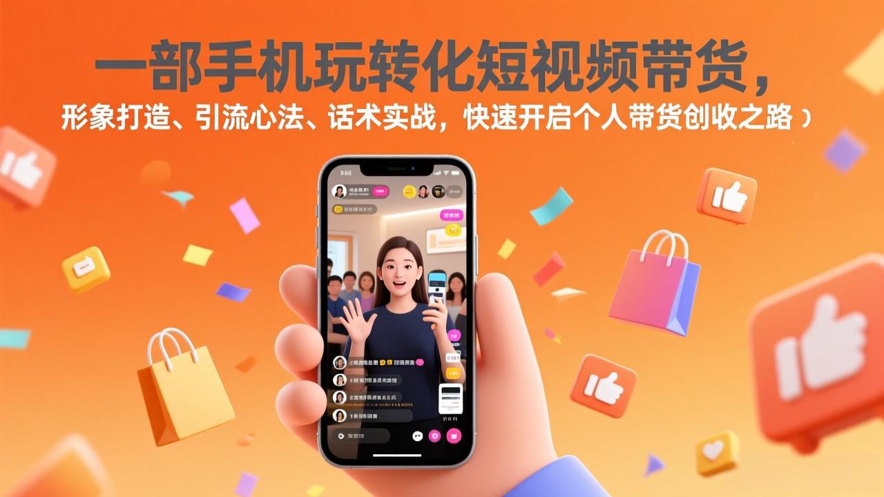 一部手机玩转化短视频带货，形象打造、引流心法、话术实战，快速开启个人带货创收之路-得优社