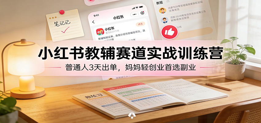 小红书教辅赛道实战训练营：普通人3天出单，妈妈轻创业首选副业-得优社
