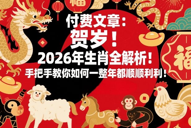付费文章：贺岁！2026年生肖全解析！手把手教你如何一整年都顺顺利利！-得优社