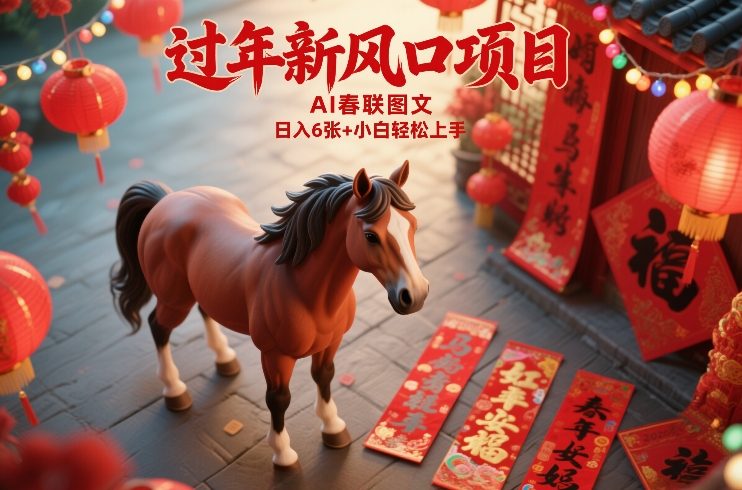 过年新风口项目，用ai春联图文，日入6张+小白轻松上手【揭秘】-得优社