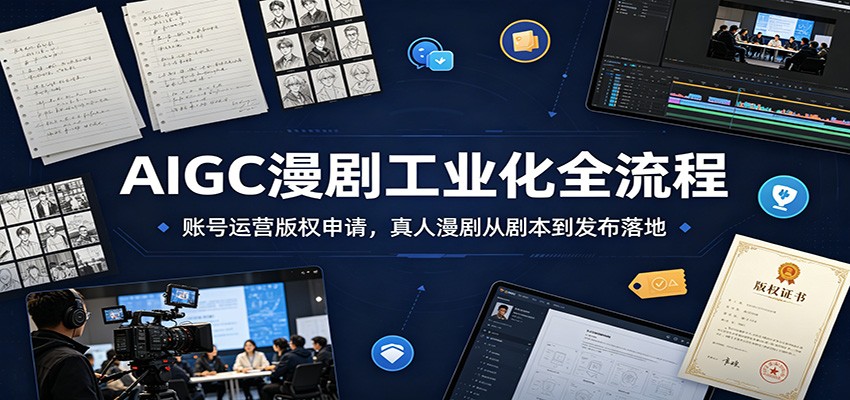 AIGC漫剧工业化全流程：账号运营版权申请，真人漫剧从剧本到发布落地-得优社