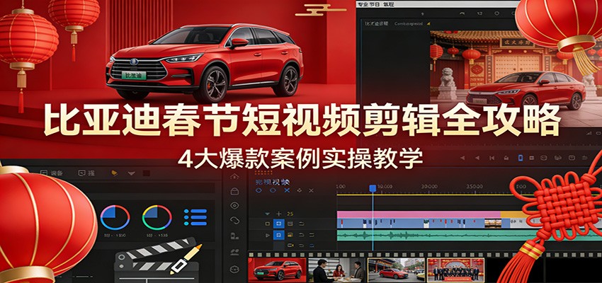 比亚迪春节短视频剪辑全攻略，4大爆款案例实操教学-得优社