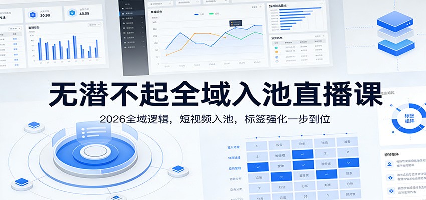 无潜不起全域入池直播课：2026全域逻辑，短视频入池，标签强化一步到位-得优社
