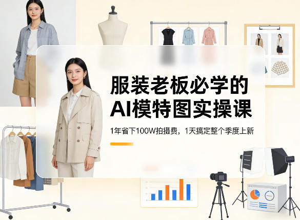 服装老板必学的AI模特图实操课，1年省下100W拍摄费，1天搞定整个季度上新-得优社