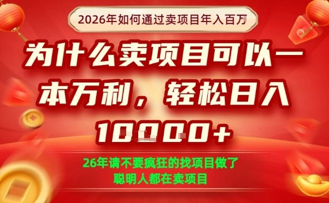 一单净利润1K+，26年想年入100个W，死磕卖项目就够了【揭秘】-得优社