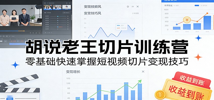胡说老王切片训练营，零基础快速掌握短视频切片变现技巧-得优社