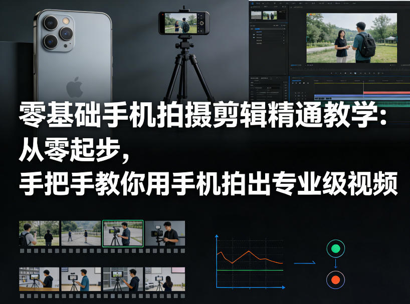 零基础手机拍摄剪辑精通教学：从零起步，手把手教你用手机拍出专业级视频-得优社