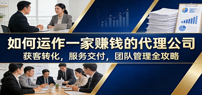 如何运作一家赚钱的代理公司：获客转化，服务交付，团队管理全攻略-得优社