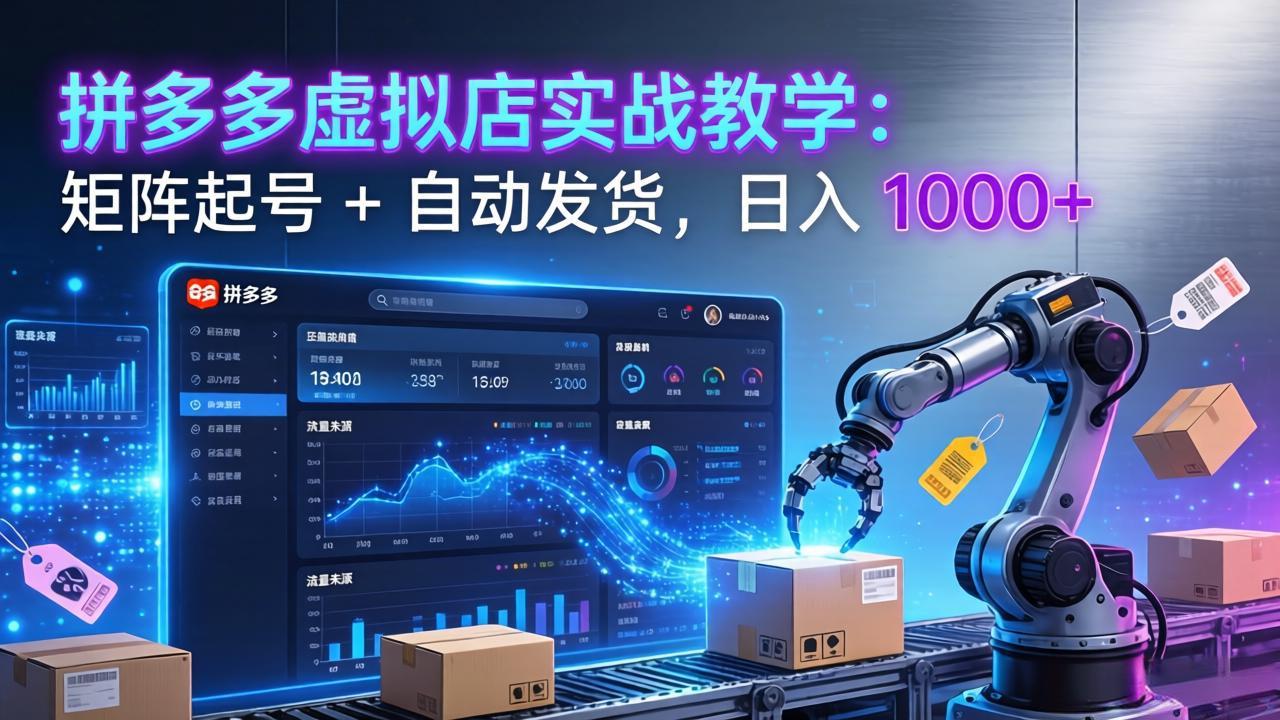 拼多多虚拟店实战教学：矩阵起号 + 自动发货，日入 1000+-得优社