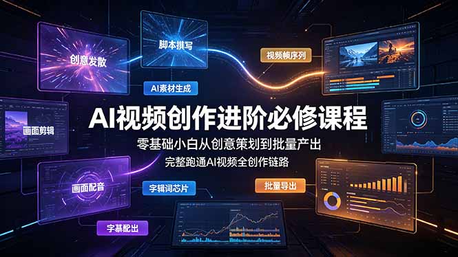 AI视频创作进阶必修课程：零基础小白从创意策划到批量产出，完整跑通AI视频全创作链路-得优社