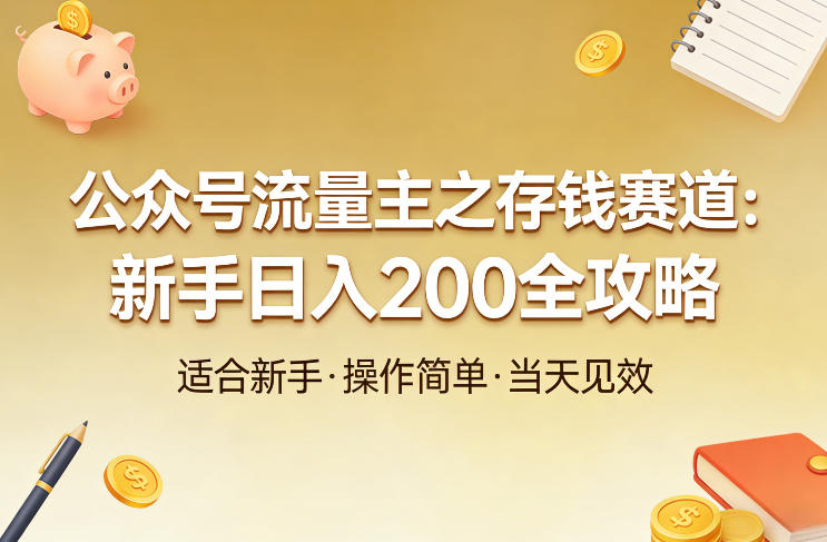 公众号流量主之存钱赛道，贴合当下需求，适合新手，一天收益2张-得优社