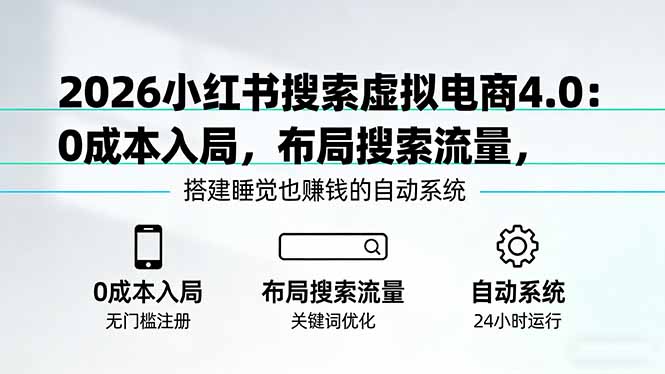 2026小红书搜索虚拟电商4.0：0成本入局，布局搜索流量，搭建睡觉也赚钱的自动系统-得优社