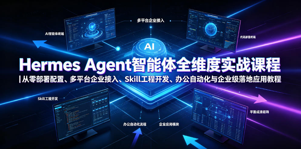 Hermes Agent智能体全维度实战课程｜从零部署配置、多平台企业接入、Skill工程开发、办公自动化与企业级落地应用教程-得优社