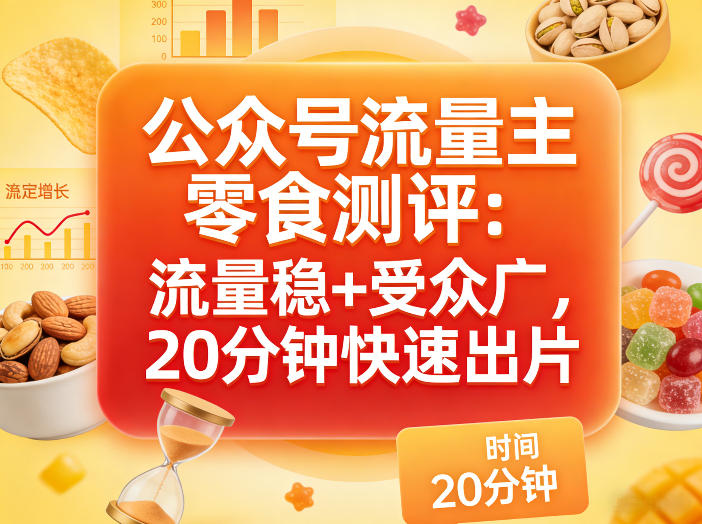 公众号流量主之零食测评赛道，流量稳+受众广，20分钟一条作品-得优社