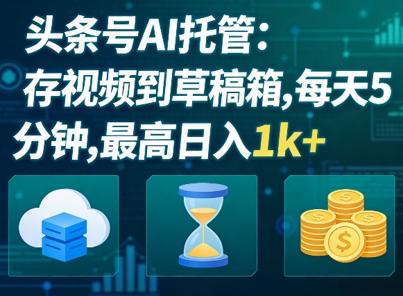 头条号AI托管，我存视频到你草稿箱，每天5分钟，最高日入1k+【揭秘】-得优社