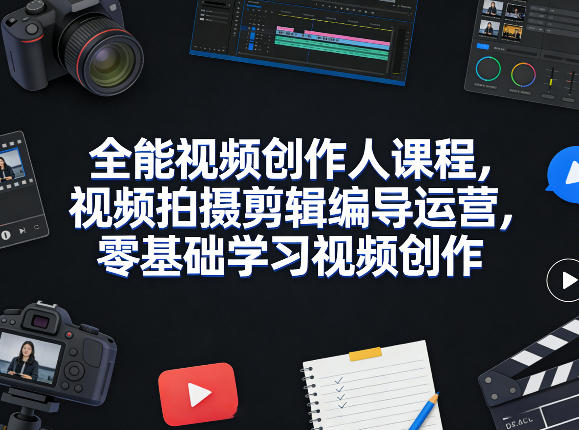 全能视频创作人课程，视频拍摄剪辑编导运营，零基础学习视频创作(更新2026年3月)-得优社