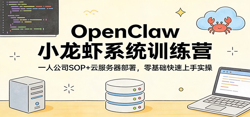 OpenClaw小龙虾系统训练营：一人公司SOP，云服务器部署，零基础快速上手实操-得优社