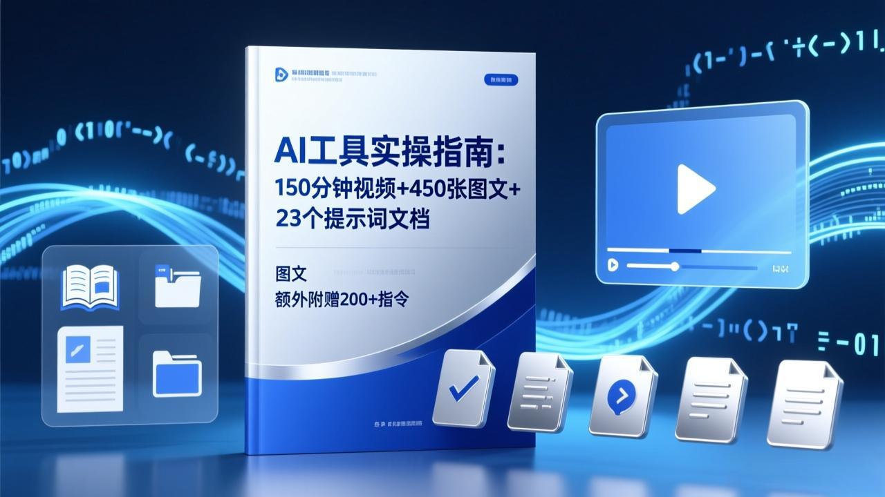 AI工具实操指南：150分钟视频+450张图文+23个提示词文档，额外附赠200+指令-得优社