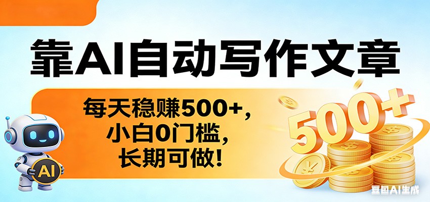 靠AI自动写作文章，每天稳赚500+，小白0门槛，长期可做！-得优社