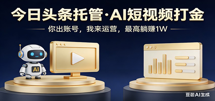 头条号AI托管，我提供作品，你提供账号，每天5分钟发布，小白躺赚3000+-得优社