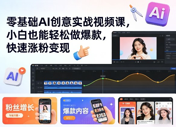 零基础AI创意实战视频课，小白也能轻松做爆款，快速涨粉变现-得优社