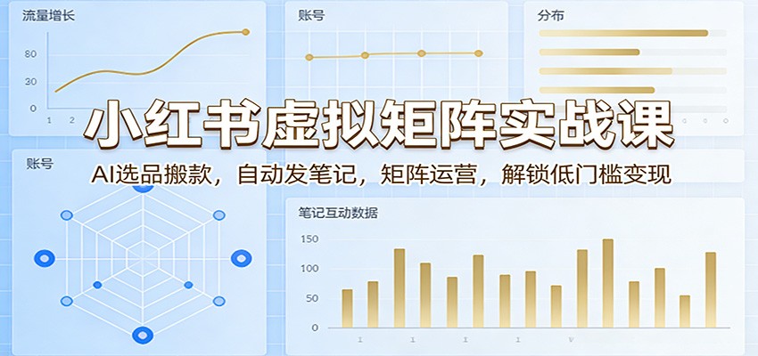 小红书虚拟矩阵实战课：AI选品搬款，自动发笔记，矩阵运营，解锁低门槛变现-得优社