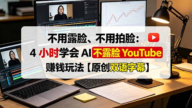 不用露脸、不用拍脸：4 小时学会 AI 不露脸 YouTube 赚钱玩法【原创双语字幕】-得优社