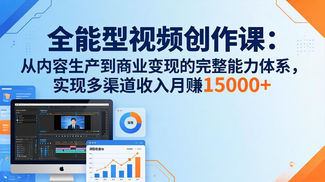 全能型视频创作课-26年3月更新：从内容生产到商业变现的完整能力体系，多渠道收入月赚15000+-得优社
