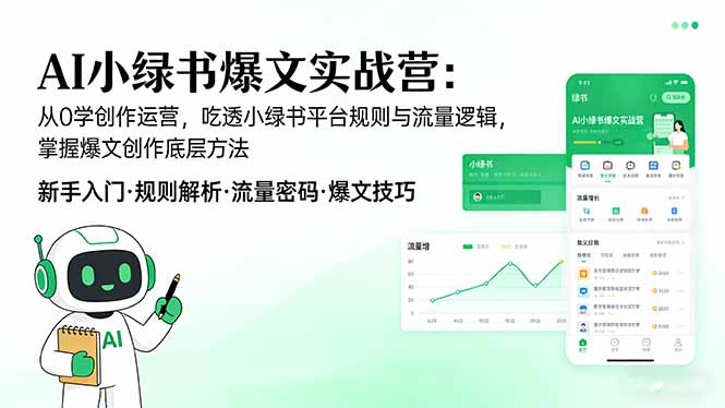 AI 小绿书爆文实战营：从0学创作运营，吃透小绿书平台规则与流量逻辑，掌握爆文创作底层方法-得优社