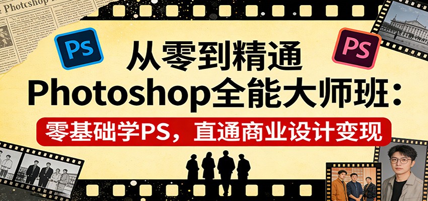 从零到精通Photoshop全能大师班：零基础学PS，直通商业设计变现-得优社