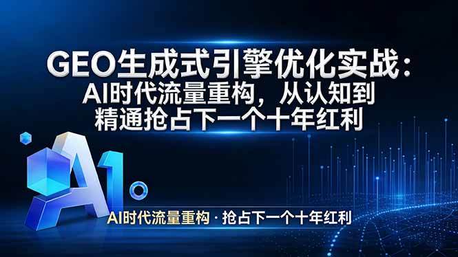 GEO 生成式引擎优化实战：AI时代流量重构，从认知到精通抢占下一个十年红利-得优社