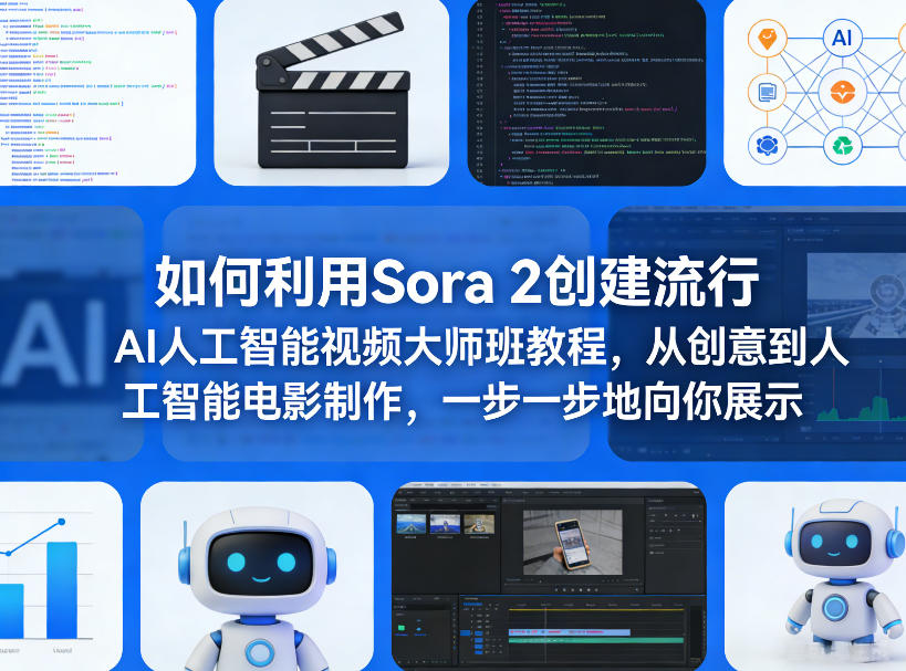 如何利用Sora 2创建流行AI人工智能视频大师班教程，从创意到人工智能电影制作，一步一步地向你展示-得优社