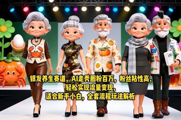 银发养生赛道，AI走秀圈粉百万，粉丝粘性高，轻松实现流量变现，适合新手小白，全套流程玩法解析-得优社
