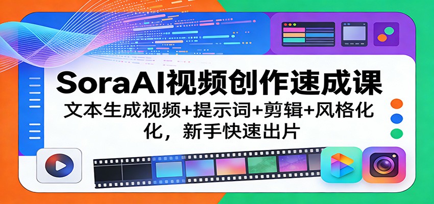 SoraAI视频创作速成课：文本生成视频+提示词+剪辑+风格化，新手快速出片-得优社
