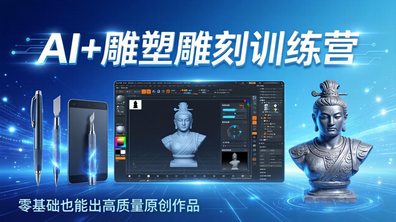 AI+雕塑雕刻训练营：从AI创作、大模型训练到3D雕刻 + 渲染，零基础也能出高质量原创作品-得优社