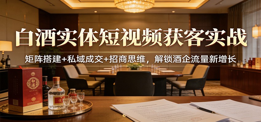 白酒实体短视频获客实战：矩阵搭建+私域成交+招商思维，解锁酒企流量新增长-得优社