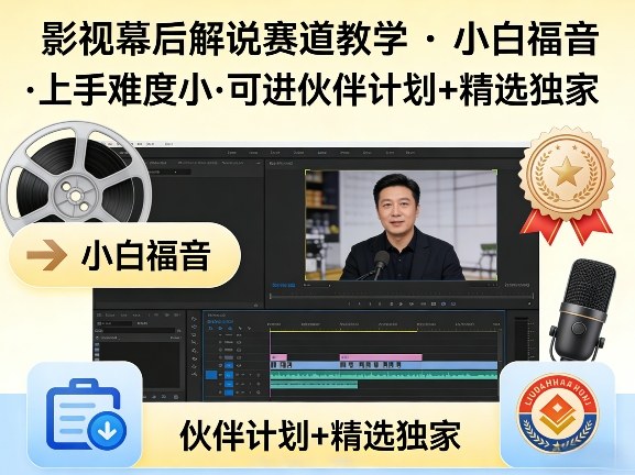 某大佬的影视幕后解说赛道教学，小白福音，上手难度小，可进伙伴计划+精选独家-得优社