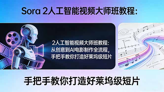Sora 2人工智能视频大师班教程：从创意到AI电影制作全流程，手把手教你打造好莱坞级短片-得优社