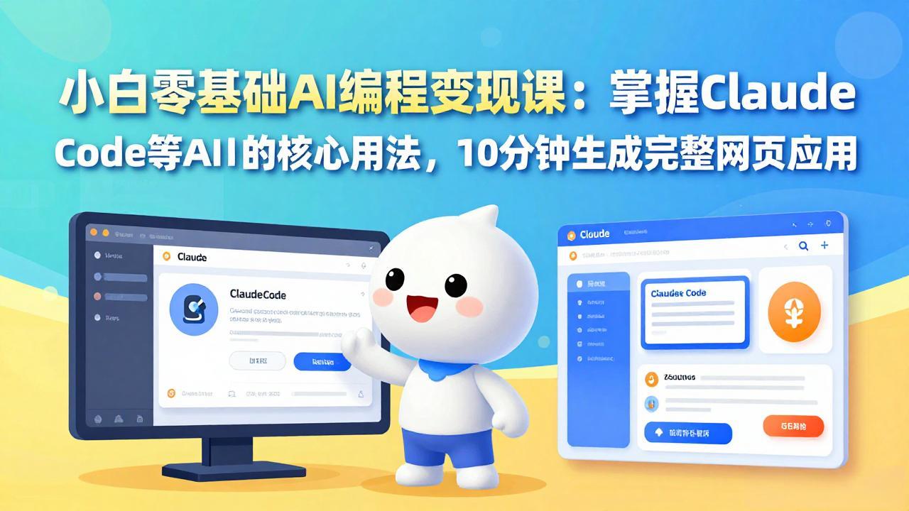 小白零基础AI编程变现课：掌握Claude Code等AI工具的核心用法，10分钟生成完整网页应用-得优社