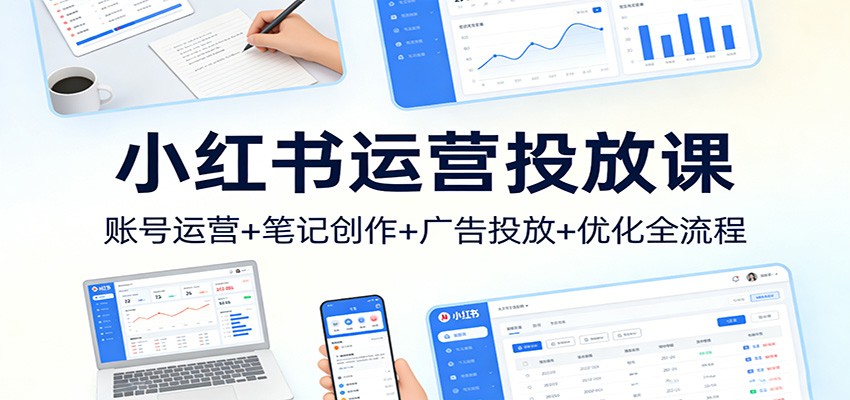 小红书运营投放课：账号运营+笔记创作+广告投放+优化全流程-得优社