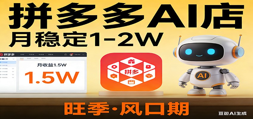 开一家拼多多AI店，月稳定1-2W，目前旺季，风口期！-得优社