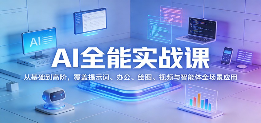 AI全能实战课：从基础到高阶，覆盖提示词、办公、绘图、视频与智能体全场景应用-得优社