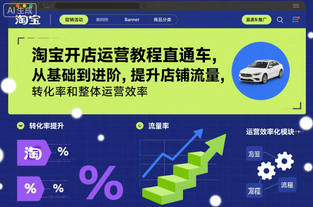 淘宝开店运营教程直通车，从基础到进阶，提升店铺流量，转化率和整体运营效率(更新26年3月)-得优社