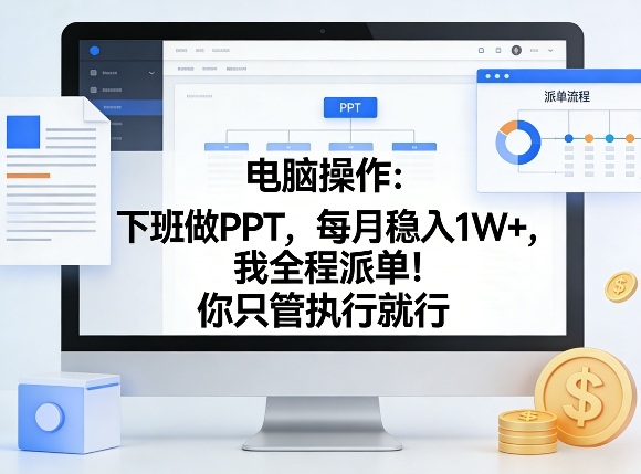 电脑操作：下班做PPT，每月稳入1W+，我全程派单！你只管执行就行【揭秘】-得优社