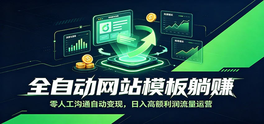 全自动网站模板躺赚：零人工沟通自动变现，日入高额利润流量运营-得优社