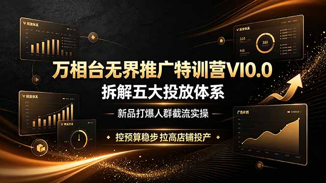 万相台无界推广特训营VI0.0，拆解五大投放体系，新品打爆人群截流实操，控预算稳步拉高店铺投产-得优社