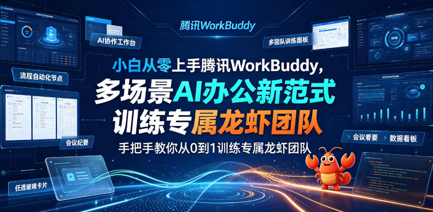 小白从零上手腾讯WorkBuddy，多场景AI办公新范式实战，手把手教你从0到1训练专属龙虾团队-得优社