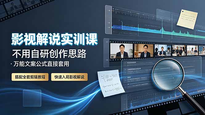 影视解说实训课：不用自研创作思路，万能文案公式直接套用，搭配全套剪辑教程，快速入局影视解说-得优社
