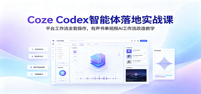 Coze Codex智能体落地实战课：平台工作流全套操作，有声书单视频AI工作流改造教学-得优社